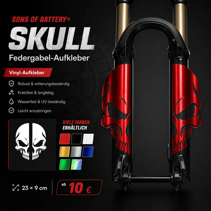 SKULL - Federgabel Vinyl Aufkleber