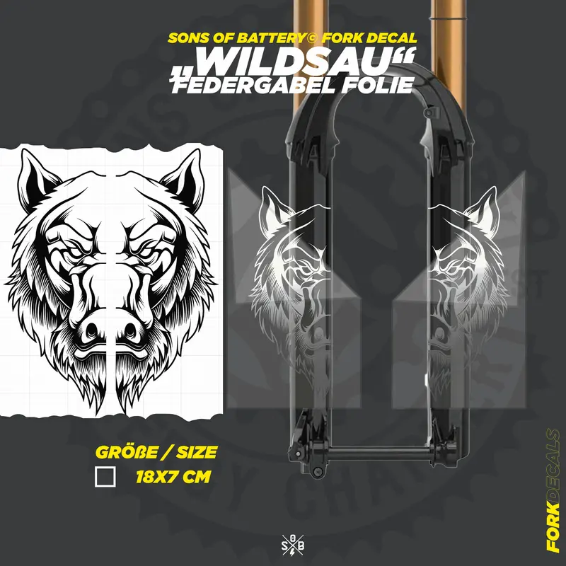 Wildsau - Federgabel Vinyl Aufkleber